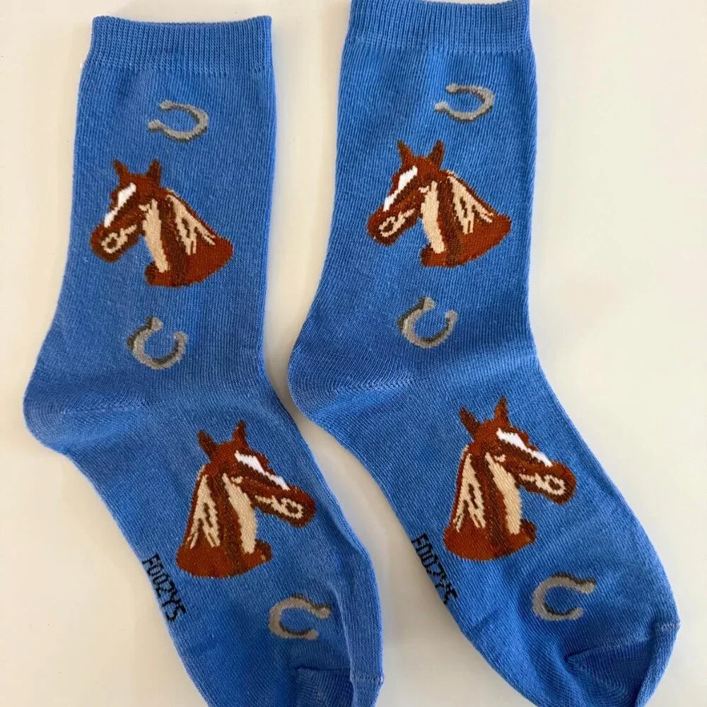 Horse Head Horses Horseshoe Equine Mare Riding 2 Pairs Foozys Women's Socks
